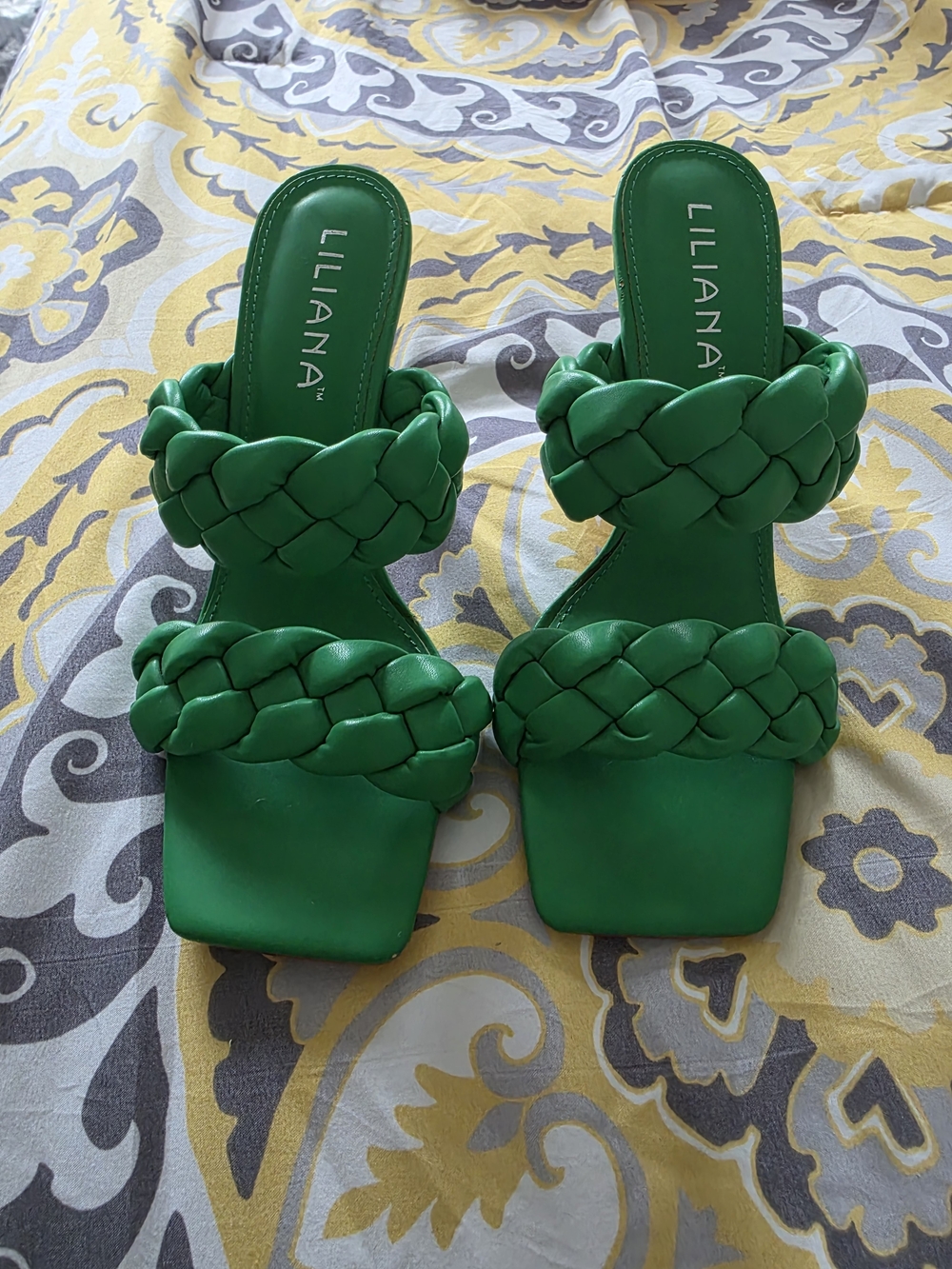 Liliana Emerald Green Braided Double-Strap Slide Mules